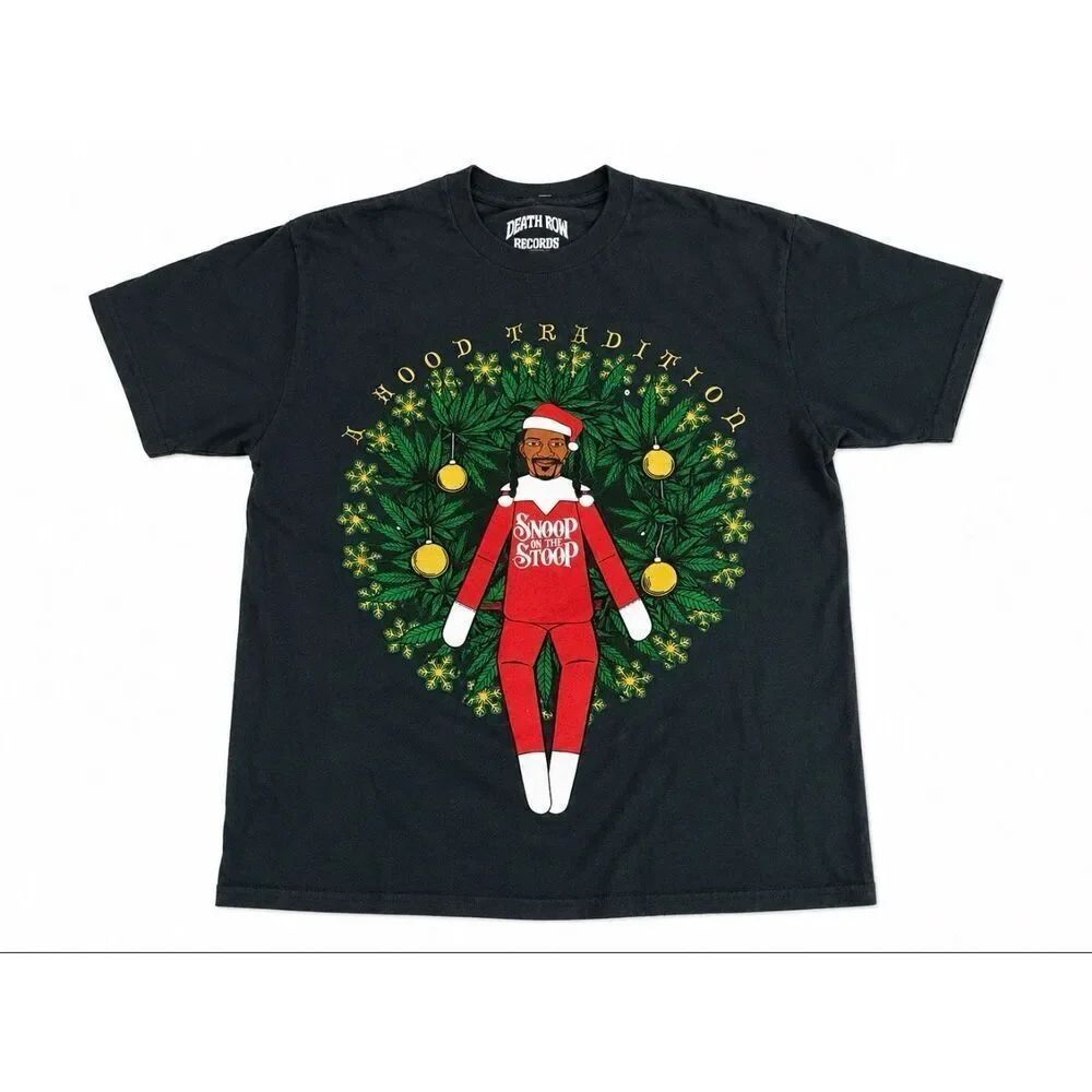 Snoop Dogg Snoop On The Stoop Christmas Graphic Tee Death Row Shirt M